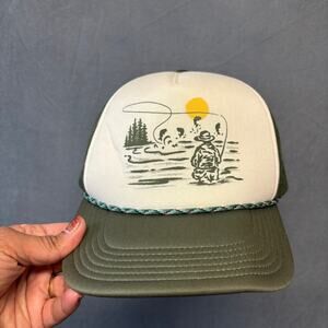 Vintage Style Fishing Trucker Hat Mesh Snapback Outdoor Dad Cap Rockabilly